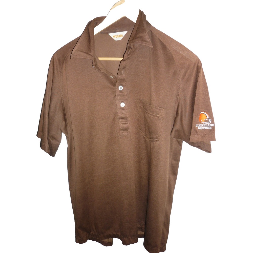 Cleveland Browns Polo Shirt Adult Large Vintage Brown Stitched Logo